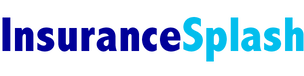A blue and white logo for insurance splash