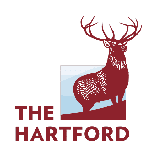 The hartford logo shows a deer standing on top of a hill.