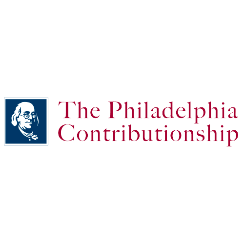 A logo for the philadelphia contribution with a picture of george washington