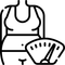 A woman is standing next to a scale.