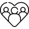 A group of people are standing inside of a heart.