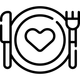 A plate with a heart on it free icon