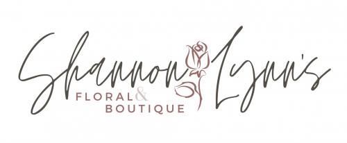 Shannon Lyons Floral Boutique logo with elegant script text and a small floral accent