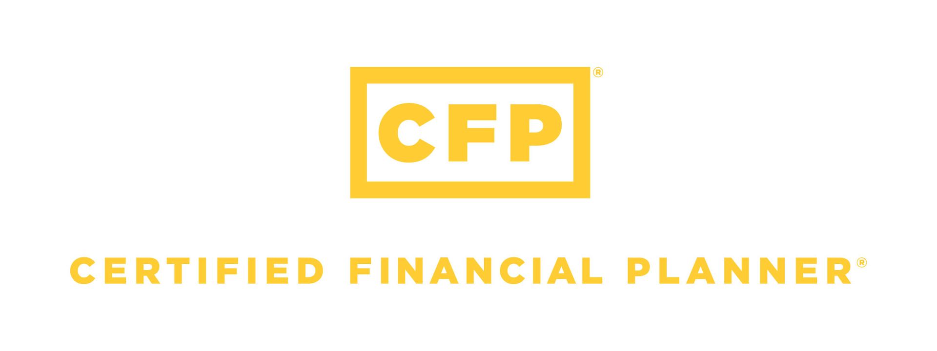 The logo for a certified financial planner is yellow and white.