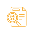 A magnifying glass is looking at a person 's profile on a piece of paper.