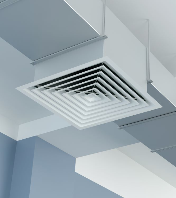 Silver HVAC Ductwork Elbow With Foil Tape in a Ceiling Cavity — Climate King In Orange, NSW