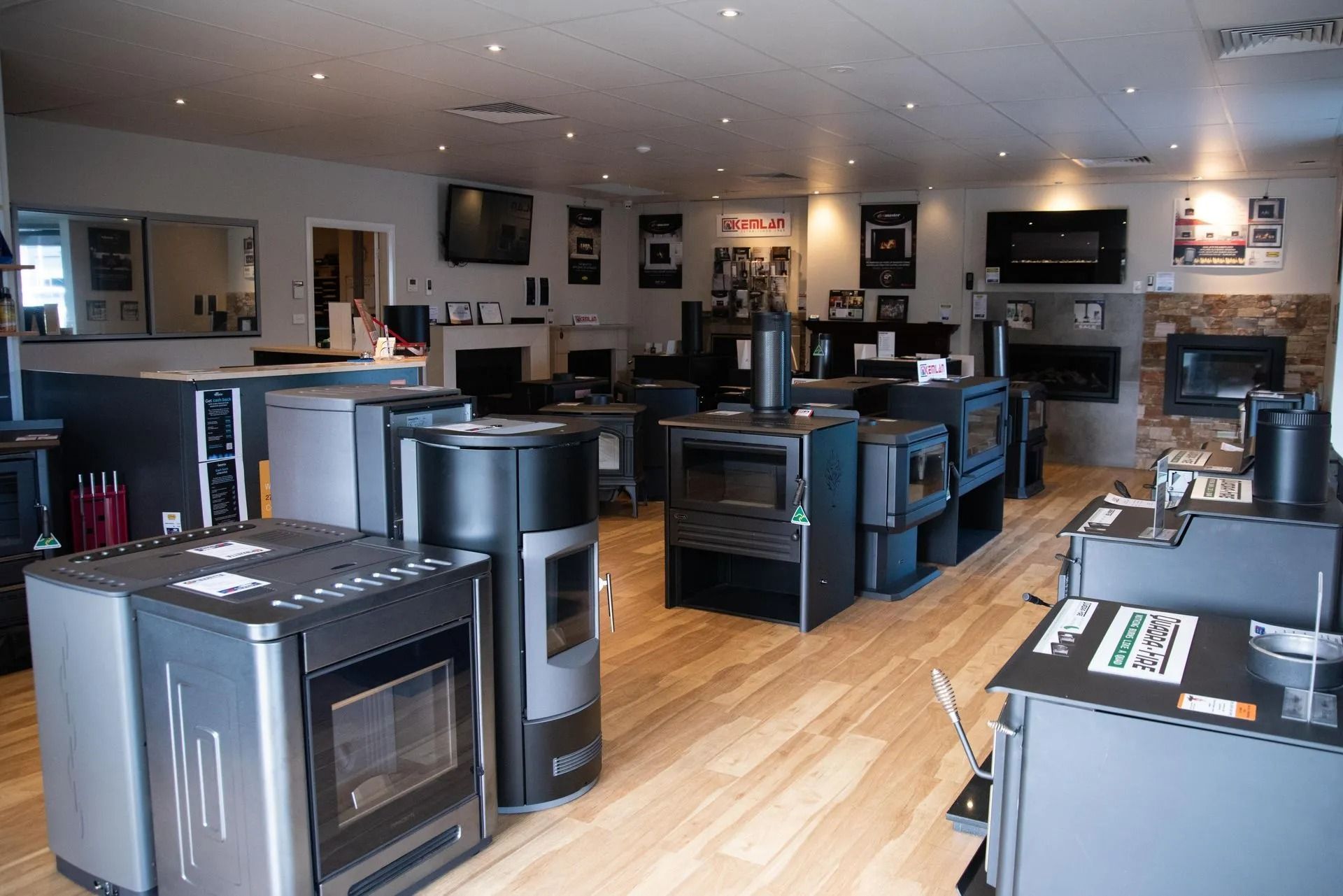 Showroom With Wood-burning Stoves and Fireplaces on Display — Climate King In Orange, NSW