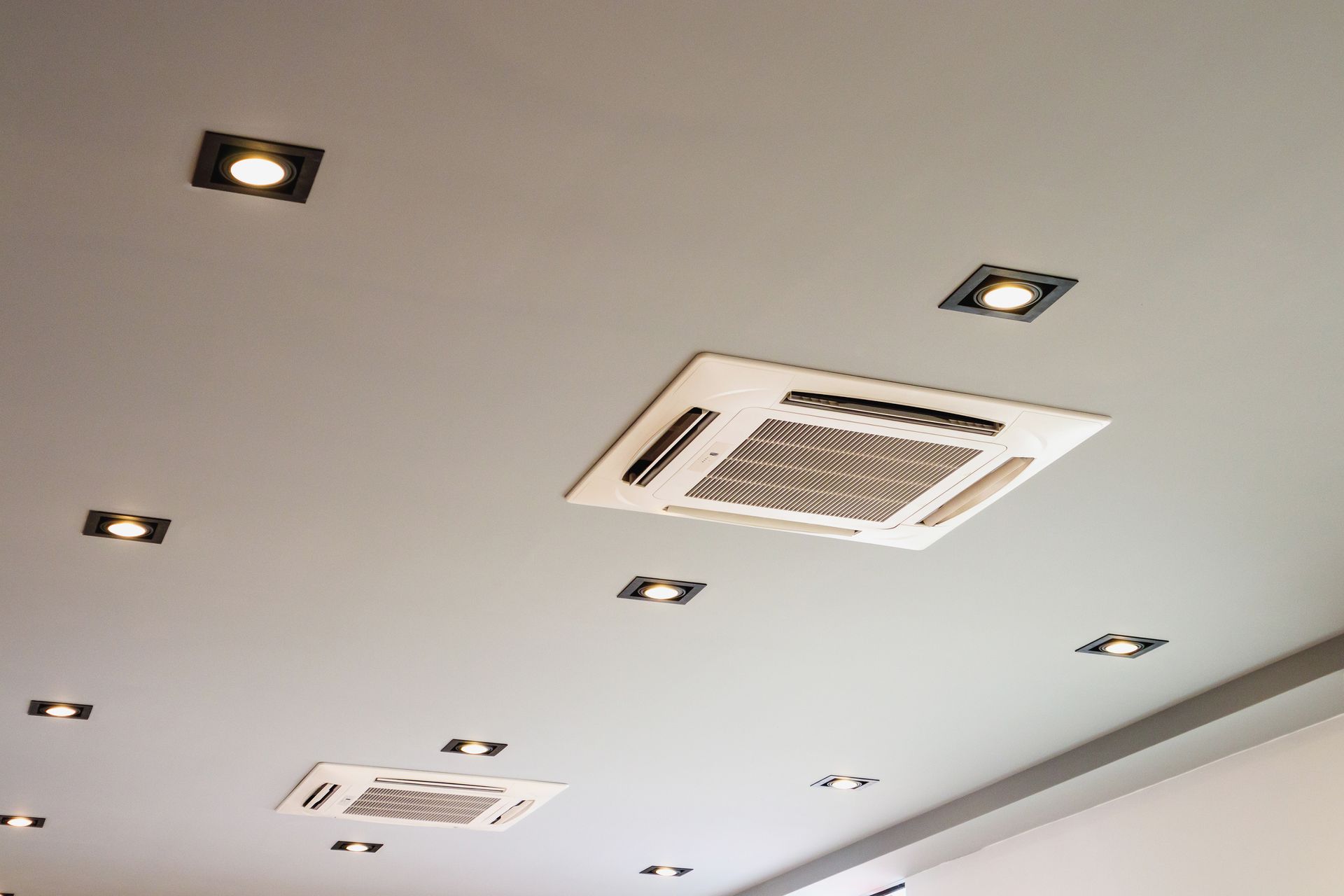 White Ceiling With Recessed Lights — Climate King In Bathurst, NSW