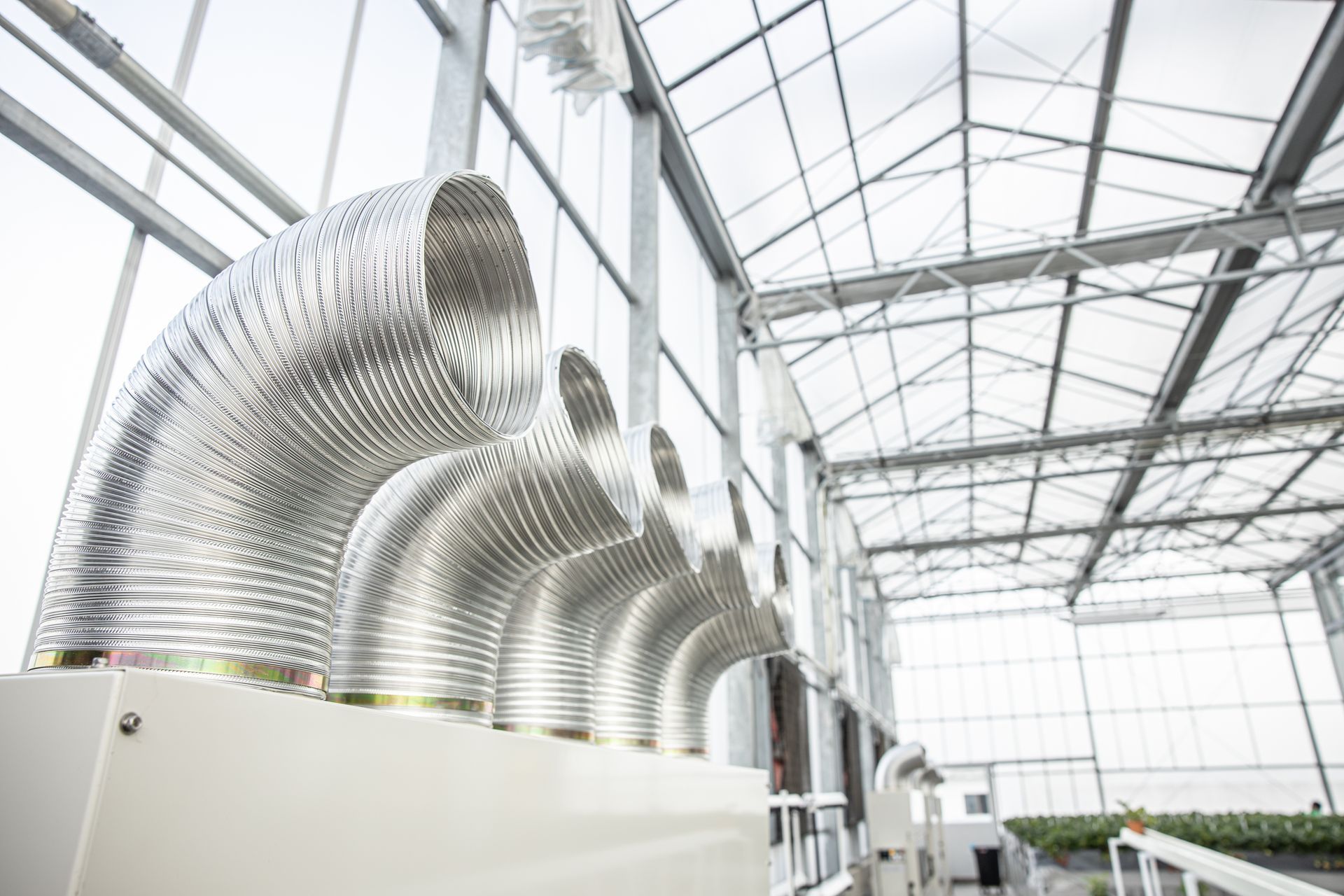 Silver Ventilation Ducts in a Greenhouse — Climate King In Orange, NSW