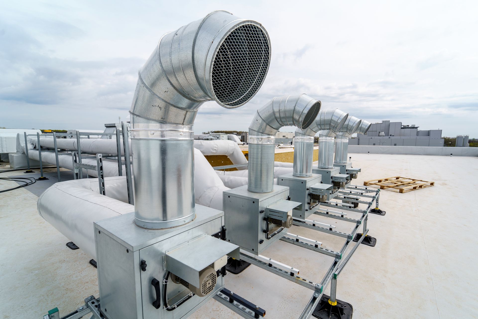 HVAC Rooftop System With Metallic Ducts and Vents — Climate King In Orange, NSW