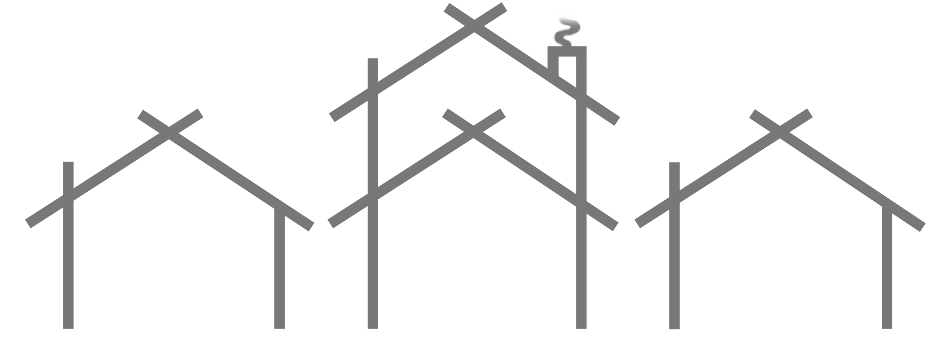 A drawing of a row of crosses on a white background.