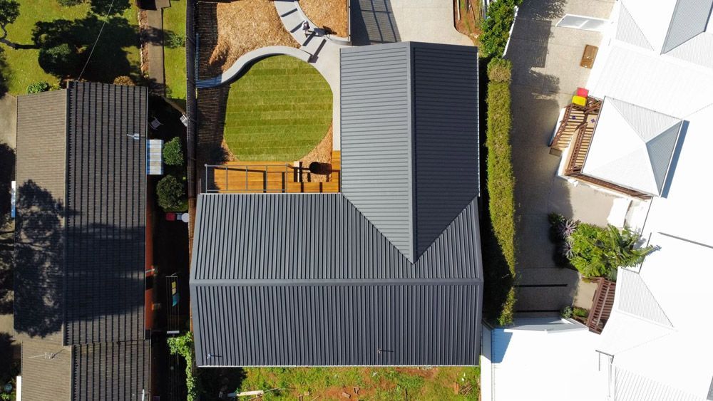 After repairing a Roof aerial view — Roofing Contractor in Wauchope, NSW