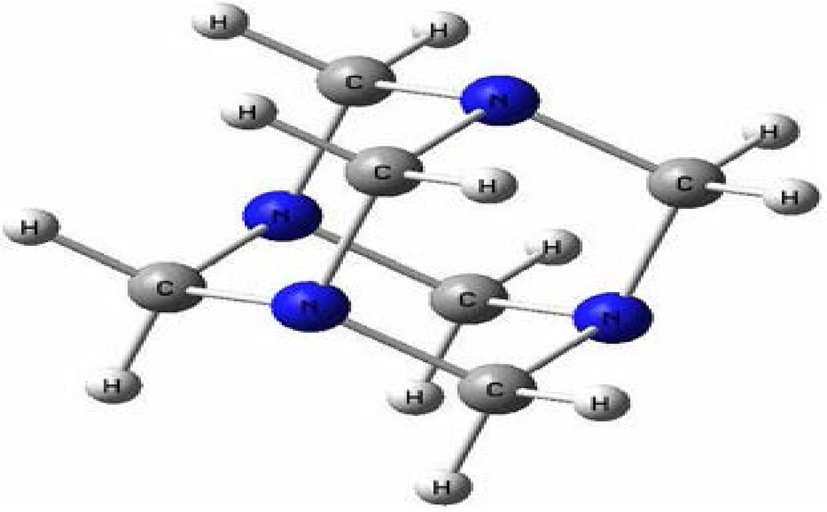 Molecular model of a cage-like molecule Hexamine