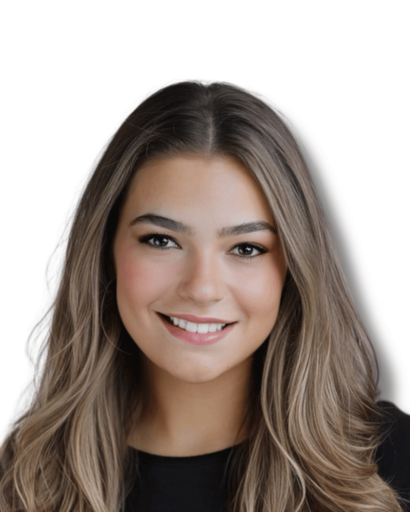 A headshot of a person with long, wavy, light brown hair against a white background.