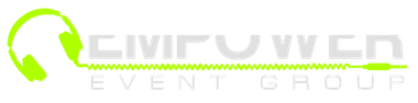 A green and white logo for Empower Event Group