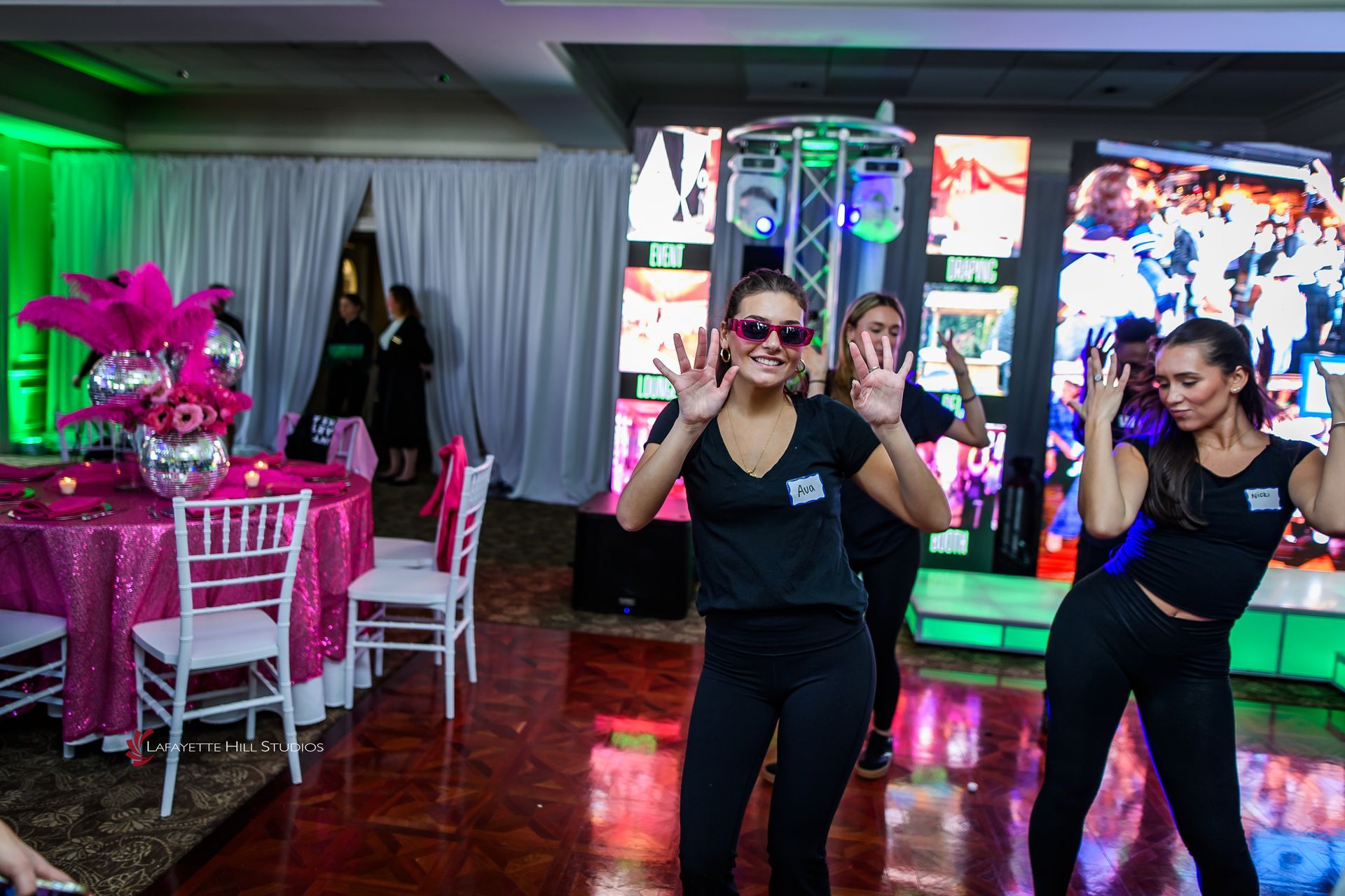 Event dancers Ava and Nicki at a party hosted by Empower Event Group.