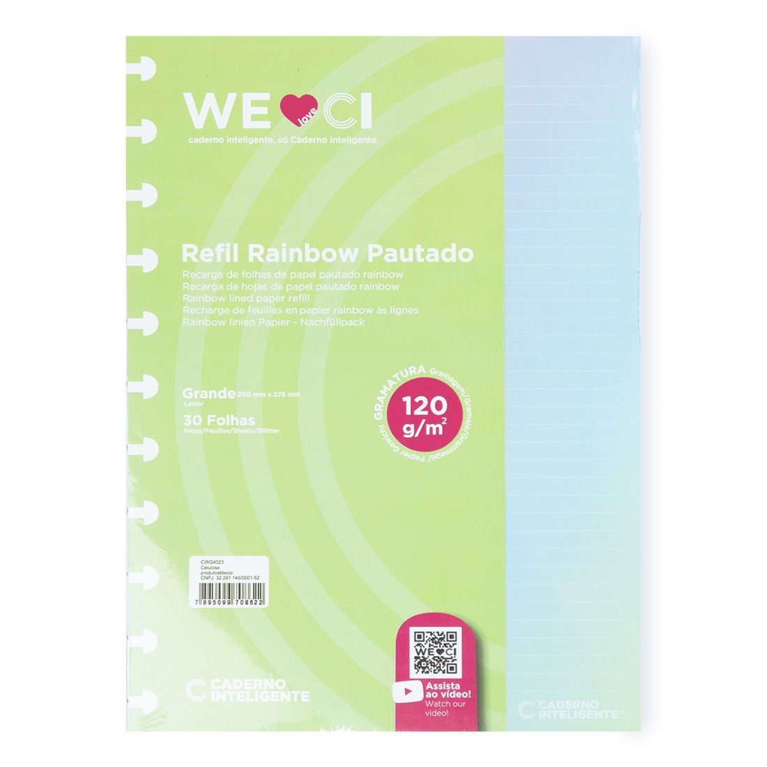 Hojas rainbow Grande 120g para Cuaderno Inteligente