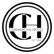A black and white logo for a commercial hotel.