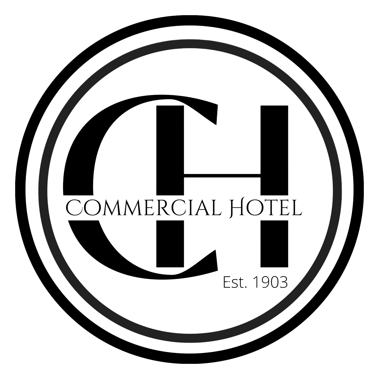 A black and white logo for a commercial hotel.