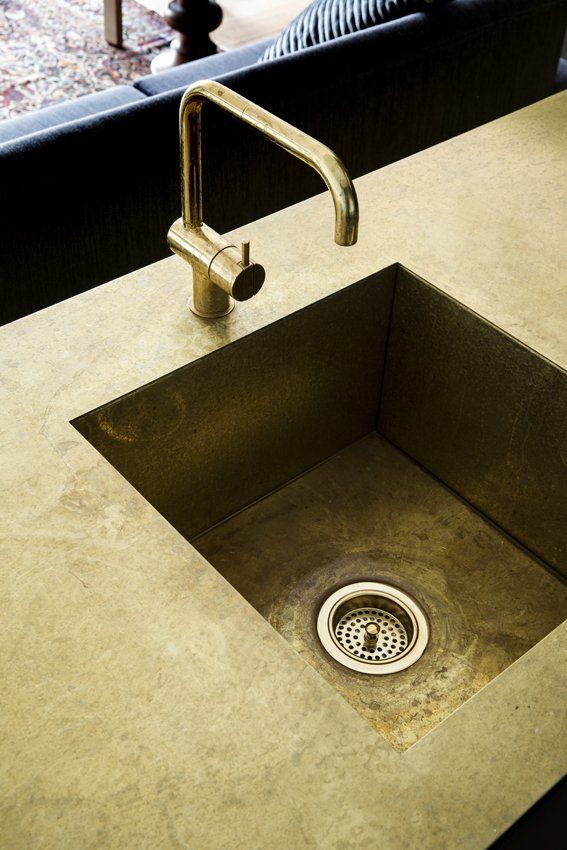 Custom Brass Joinery Brass Sink Brass Tap Ware Finch Projects Finch Joinery Black and Brass
