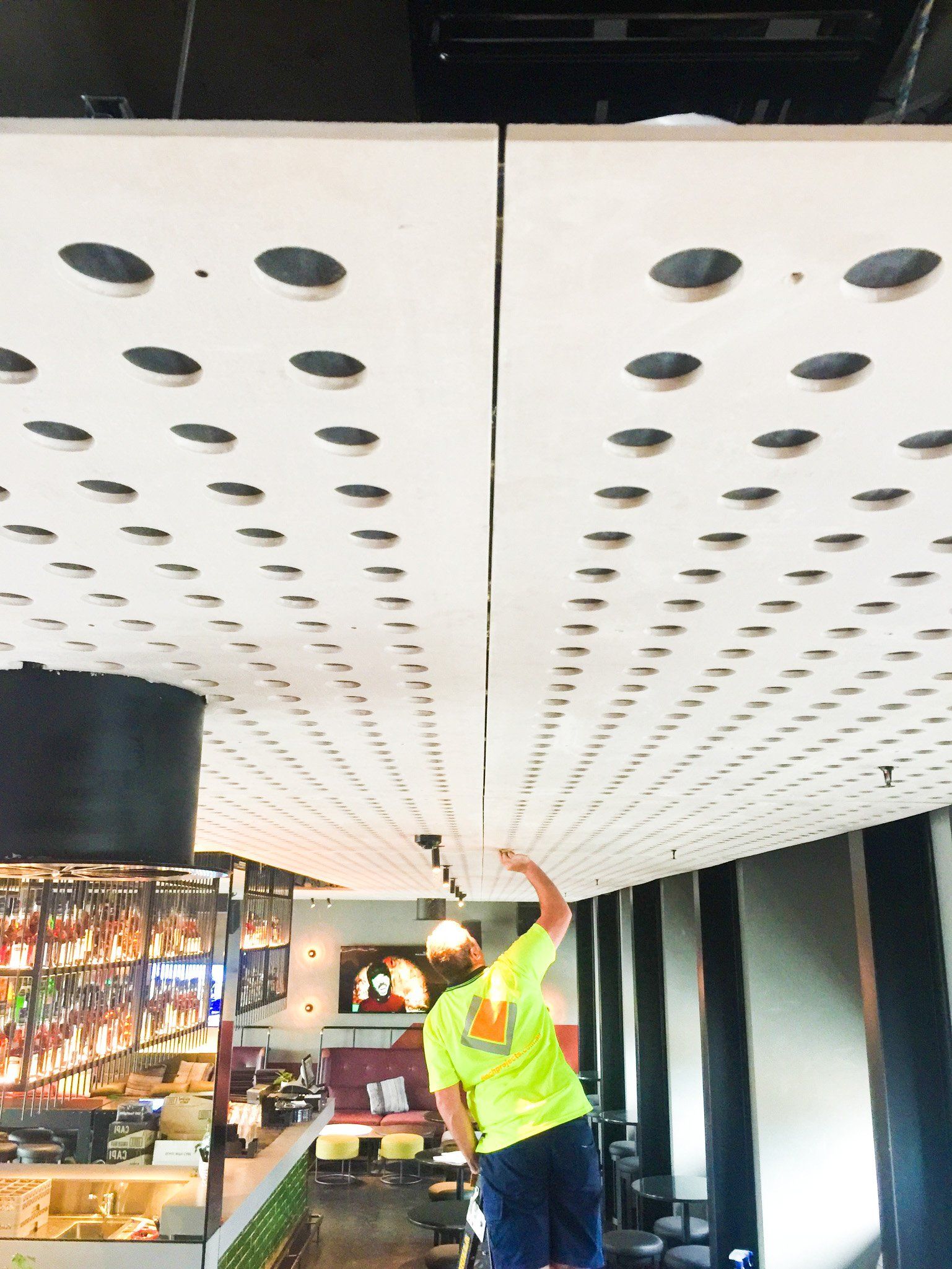 QT Melbourne Rooftop Bar, Roof Lining, Finch Projects, Joiners, Installation, Finch Joinery
