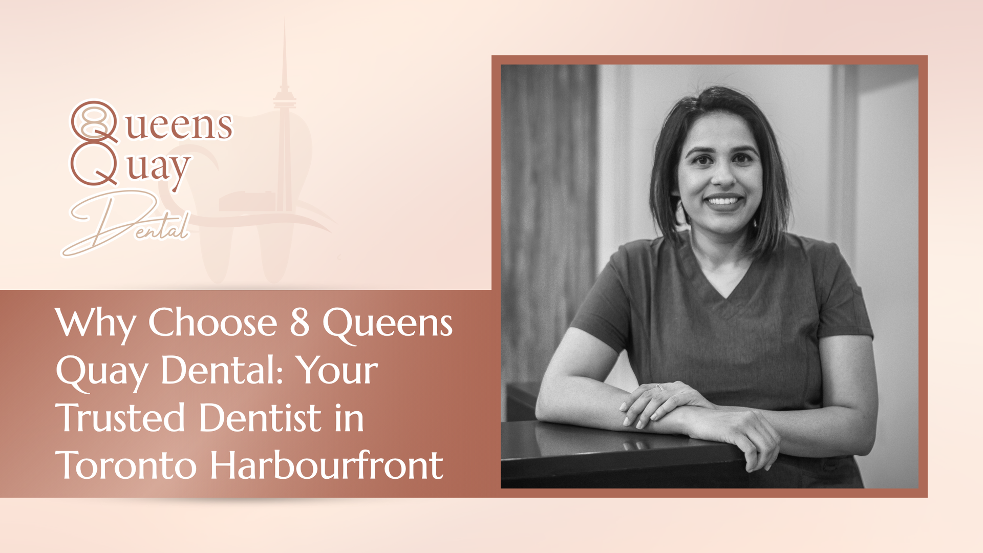 Dentist in Toronto, standing by counter, text: 