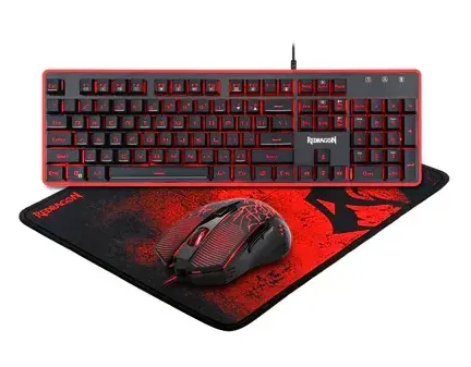 A keyboard and mouse are sitting on top of a mouse pad.
