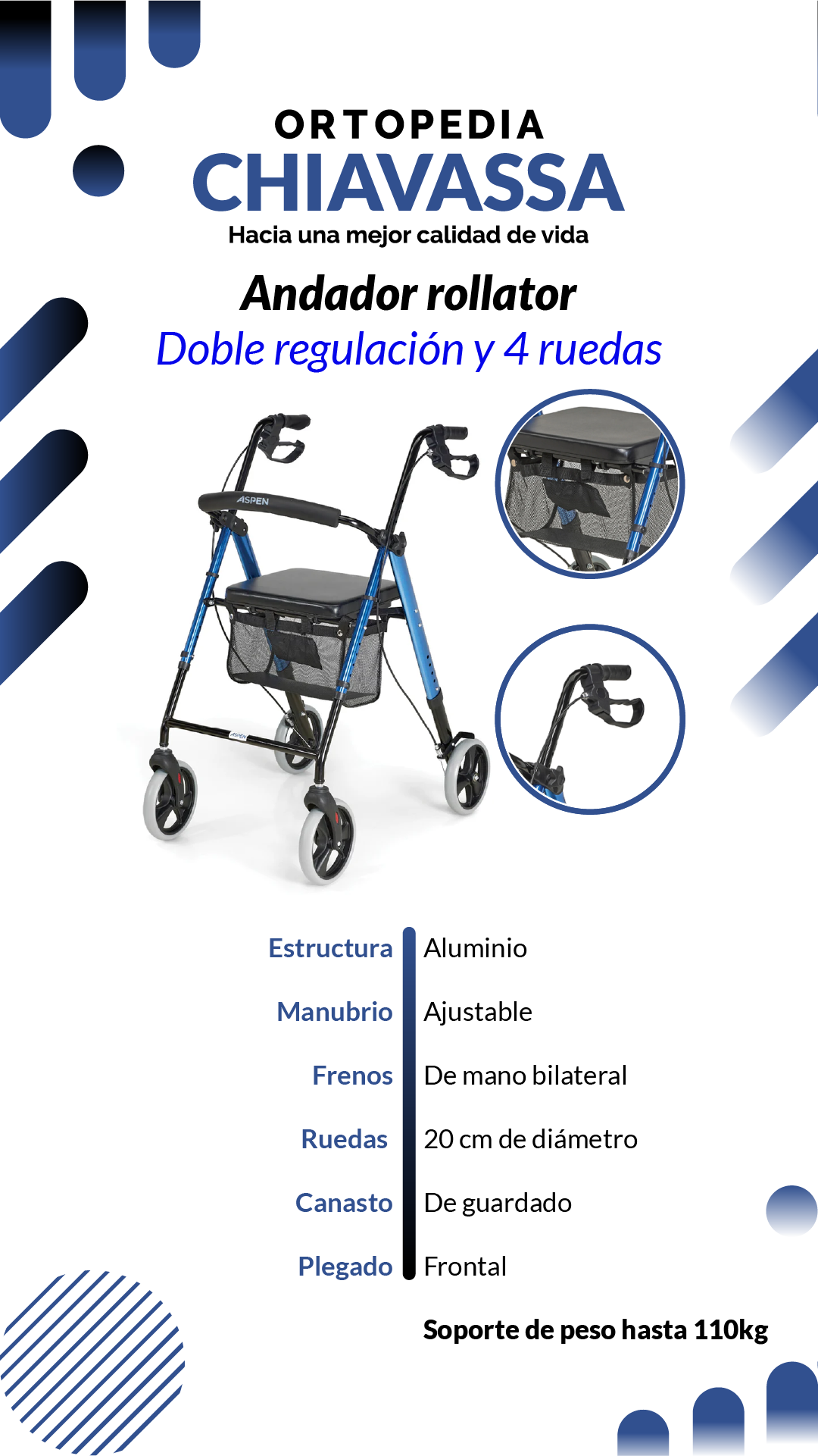 andador con ruedas y asiento
