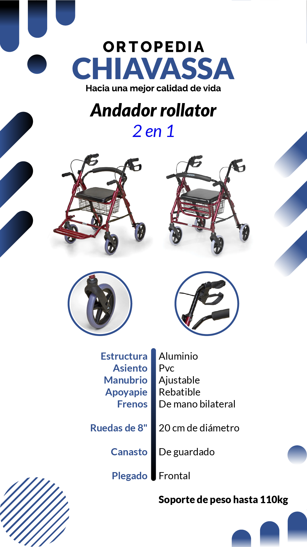 andador con ruedas y asiento dos en uno
