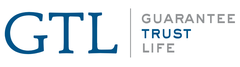 The logo for gtl guarantee trust life is blue and white.