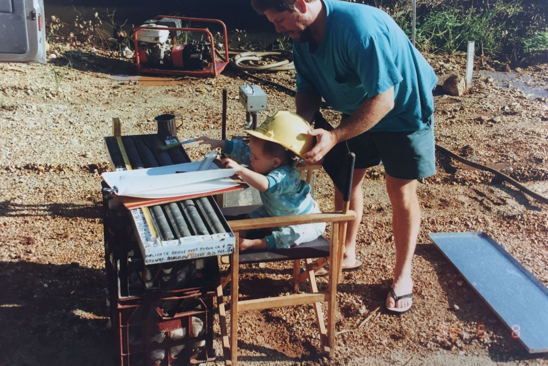 A Construction Site With a Large Yellow Drill  