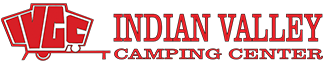 The logo for the indian valley camping center