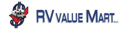 The logo for rv value mart shows a rv and a dollar sign.