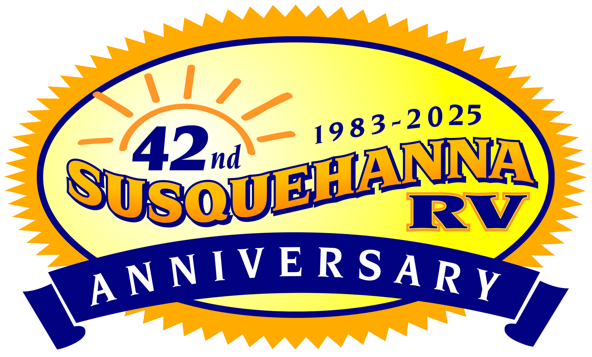 A logo for the 42nd anniversary of susquehanna rv