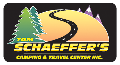 A logo for tom schaeffer 's camping and travel center inc.