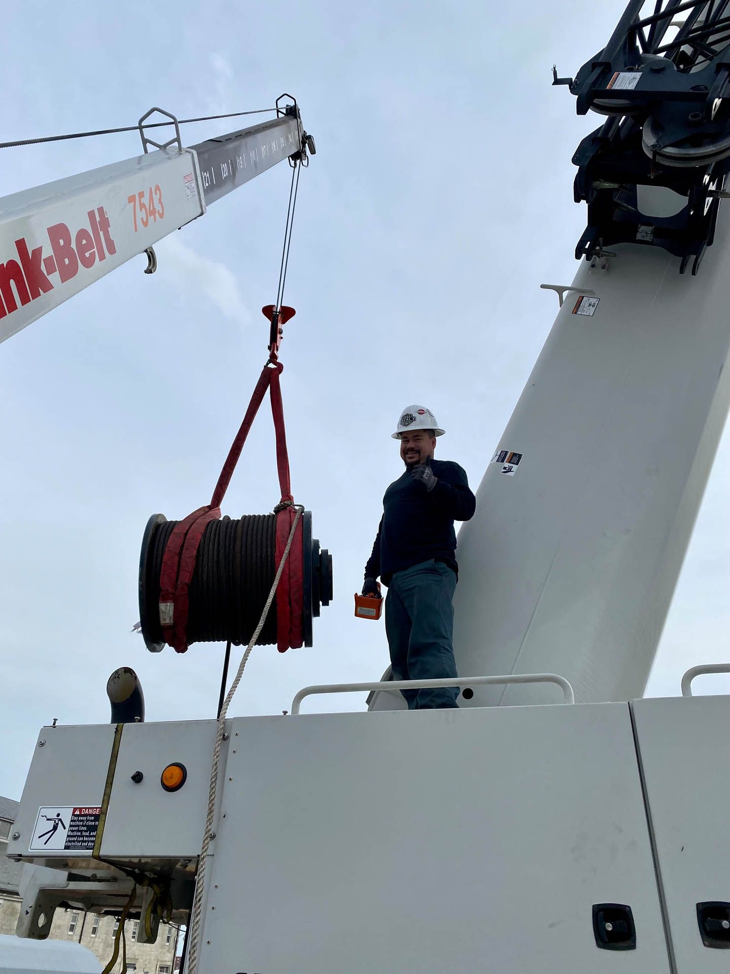 Shawn from Vermont Crane Inspections working on a crane