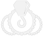 A drawing of a hook and gears on a white background.