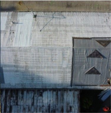 An aerial view of the roof of a building