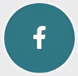 A facebook logo in a blue circle on a white background