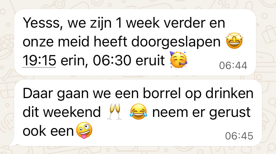 Ervaringen van ouders, via Whatsapp aan Rust en Slaap
