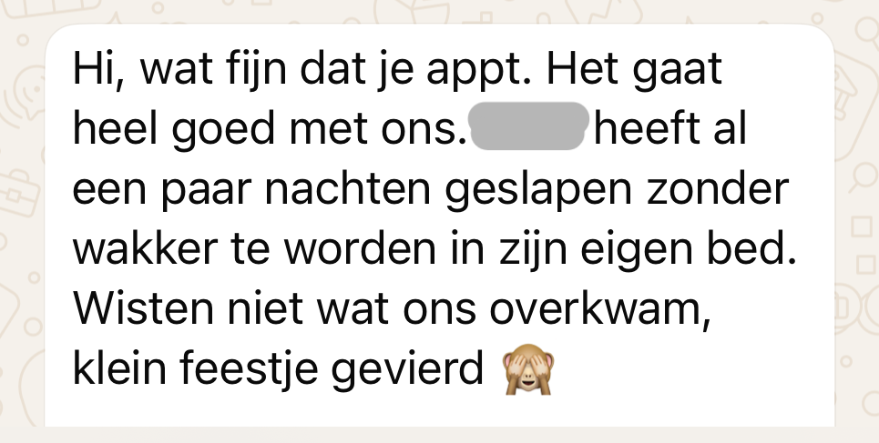 Ervaringen van ouders, via Whatsapp aan Rust en Slaap