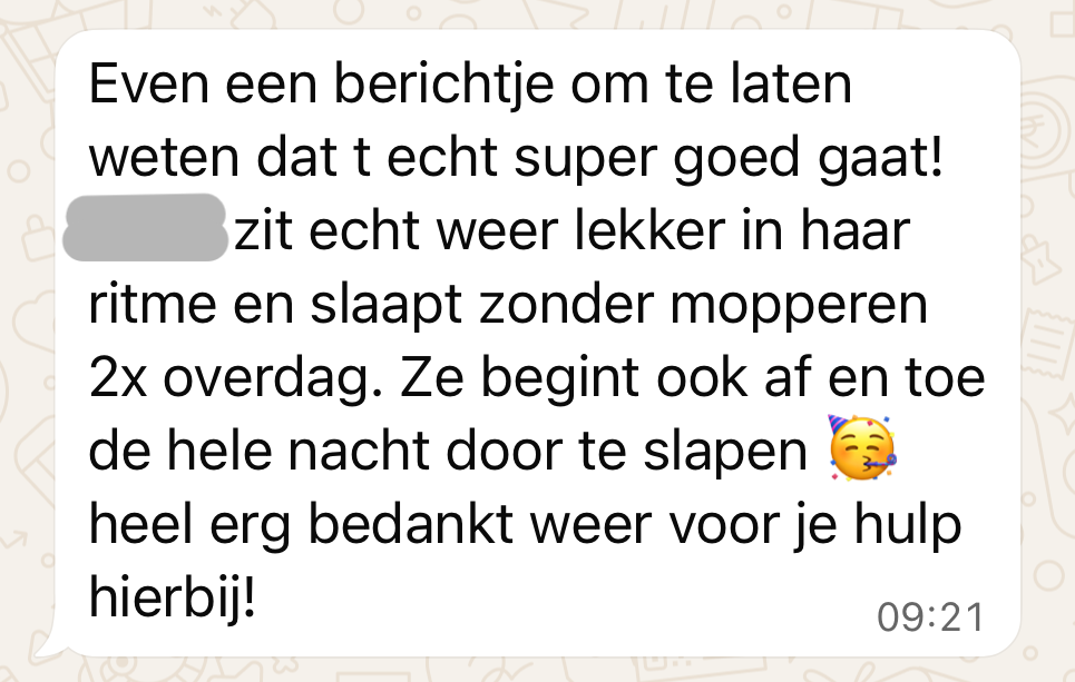 Ervaringen van ouders, via Whatsapp aan Rust en Slaap