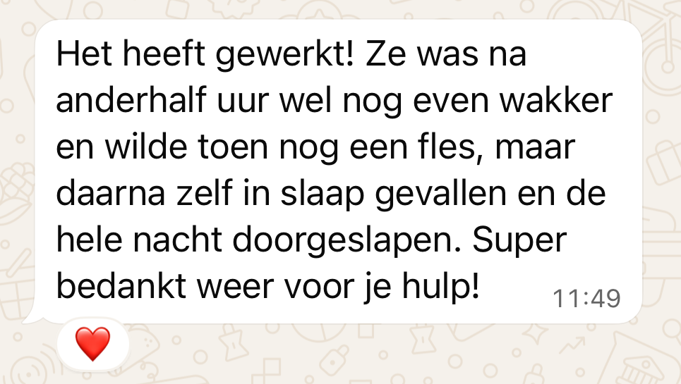 Ervaringen van ouders, via Whatsapp aan Rust en Slaap