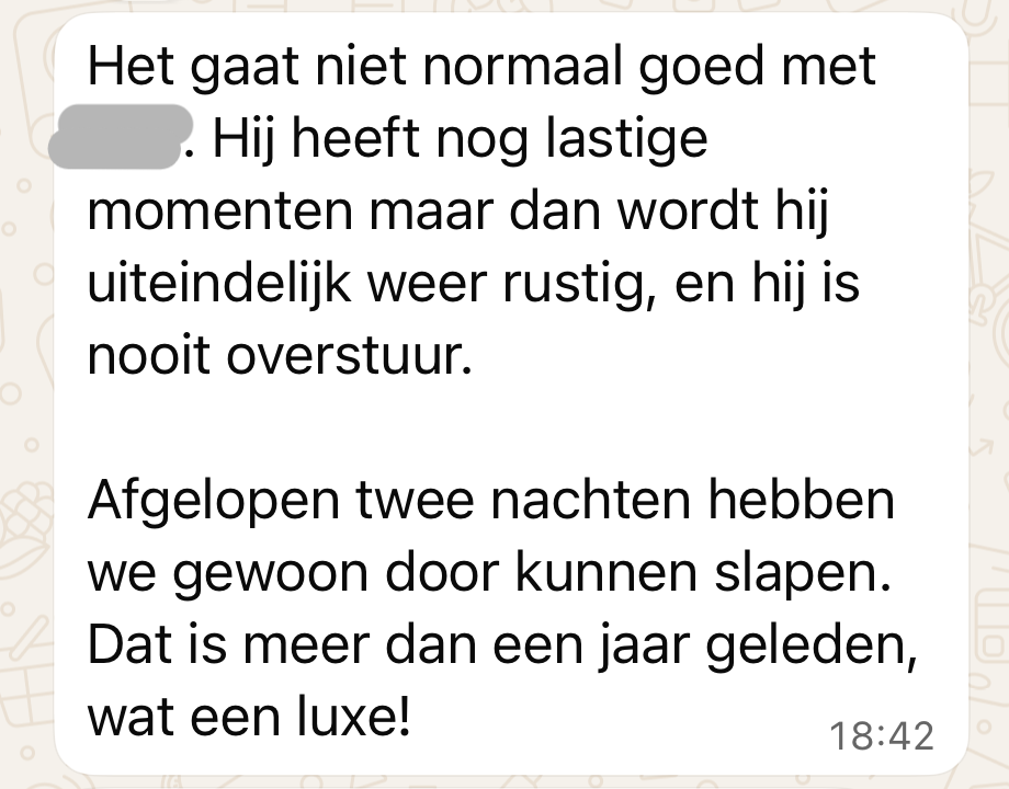 Ervaringen van ouders, via Whatsapp aan Rust en Slaap