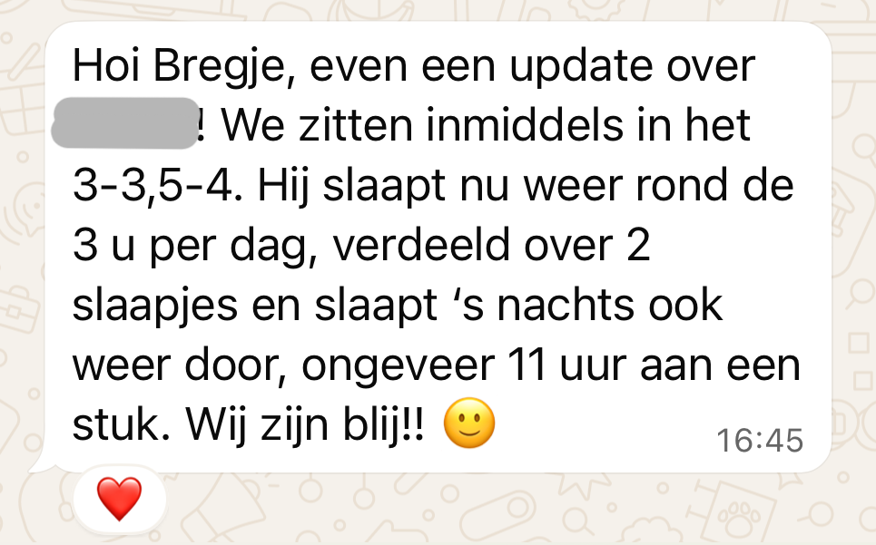Ervaringen van ouders, via Whatsapp aan Rust en Slaap