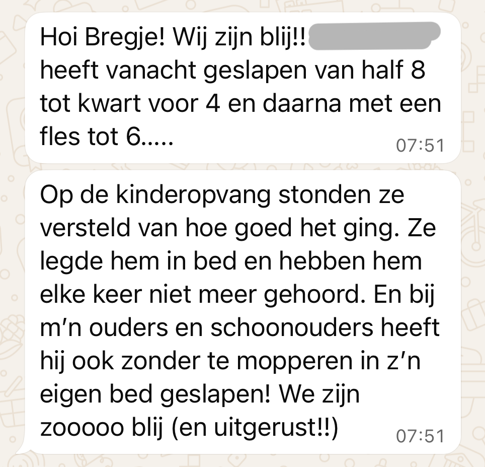 Ervaringen van ouders, via Whatsapp aan Rust en Slaap