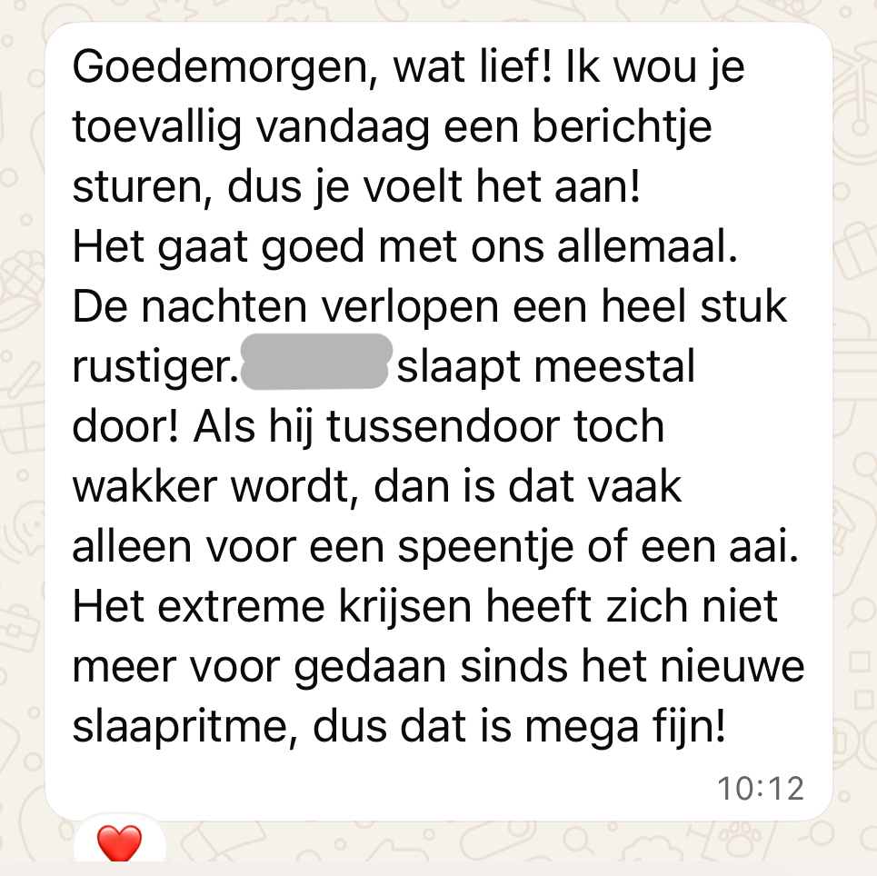 Ervaringen van ouders, via Whatsapp aan Rust en Slaap