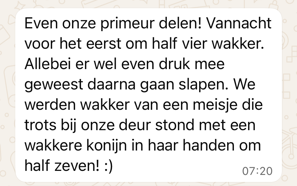 Ervaringen van ouders, via Whatsapp aan Rust en Slaap