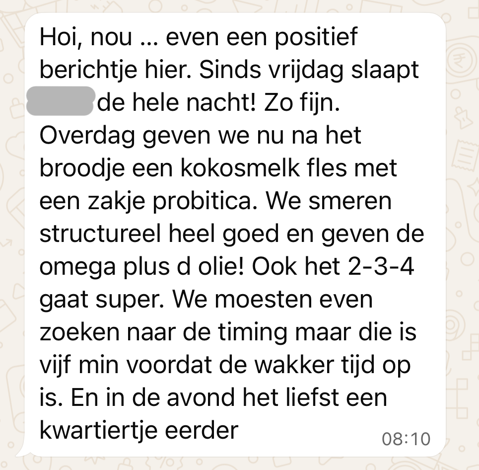 Ervaringen van ouders, via Whatsapp aan Rust en Slaap