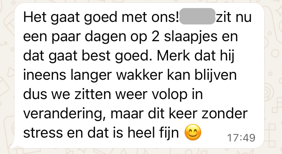 Ervaringen van ouders, via Whatsapp aan Rust en Slaap